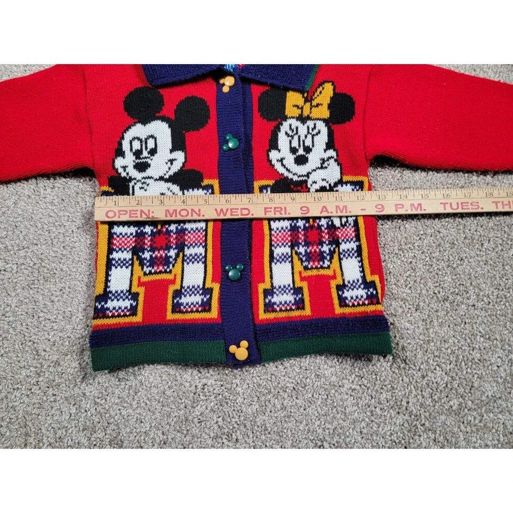 Vintage 90s Disney Mickey Mouse Sweater Cardigan Small Minnie Buttons Girls Kids